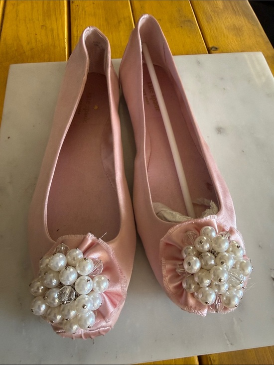 kate spade Shoes - Kate Spade New York Pink Satin Pearl Embellished Ballet Flats | Size 8